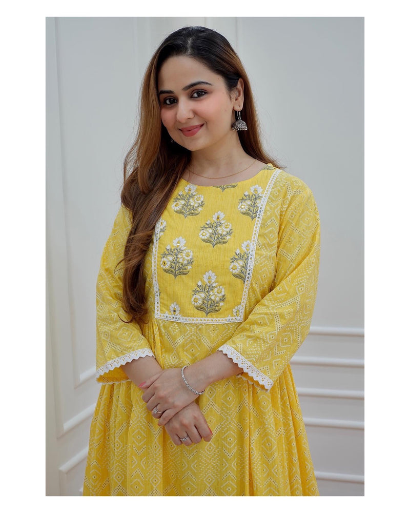 Yellow A Line Kurta