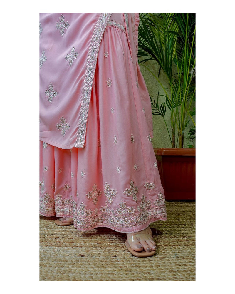 Pink Threadwork Sharara Set