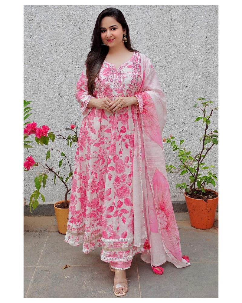 Pink Floral Anarkali