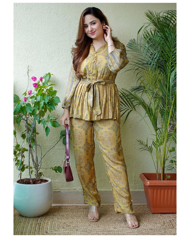 Mustard Muslin Co-ord Set