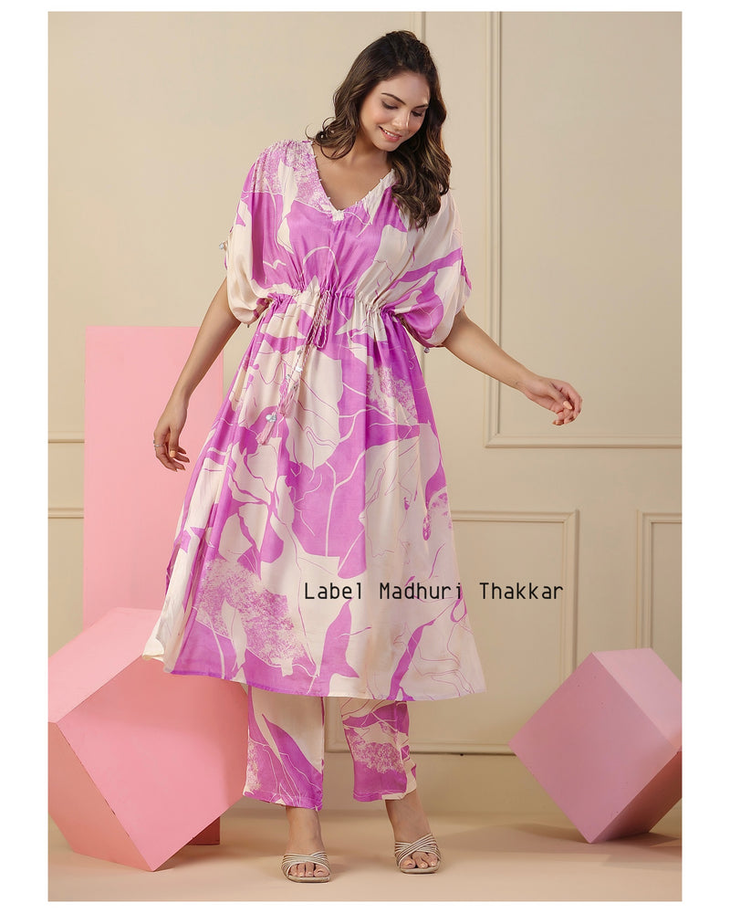 Pink Muslin Kaftan Co-ord