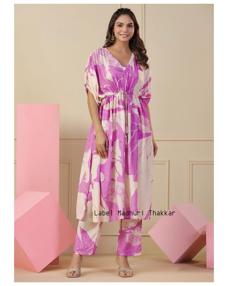 Pink Muslin Kaftan Co-ord