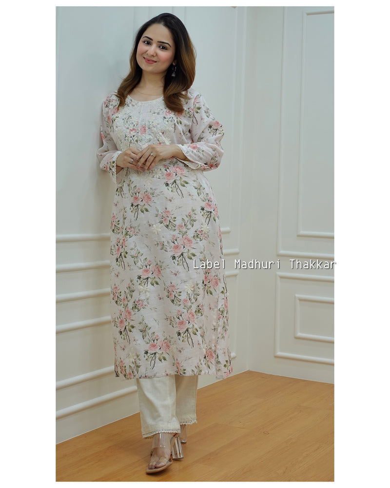 Ivory Floral Chikankari Kurta