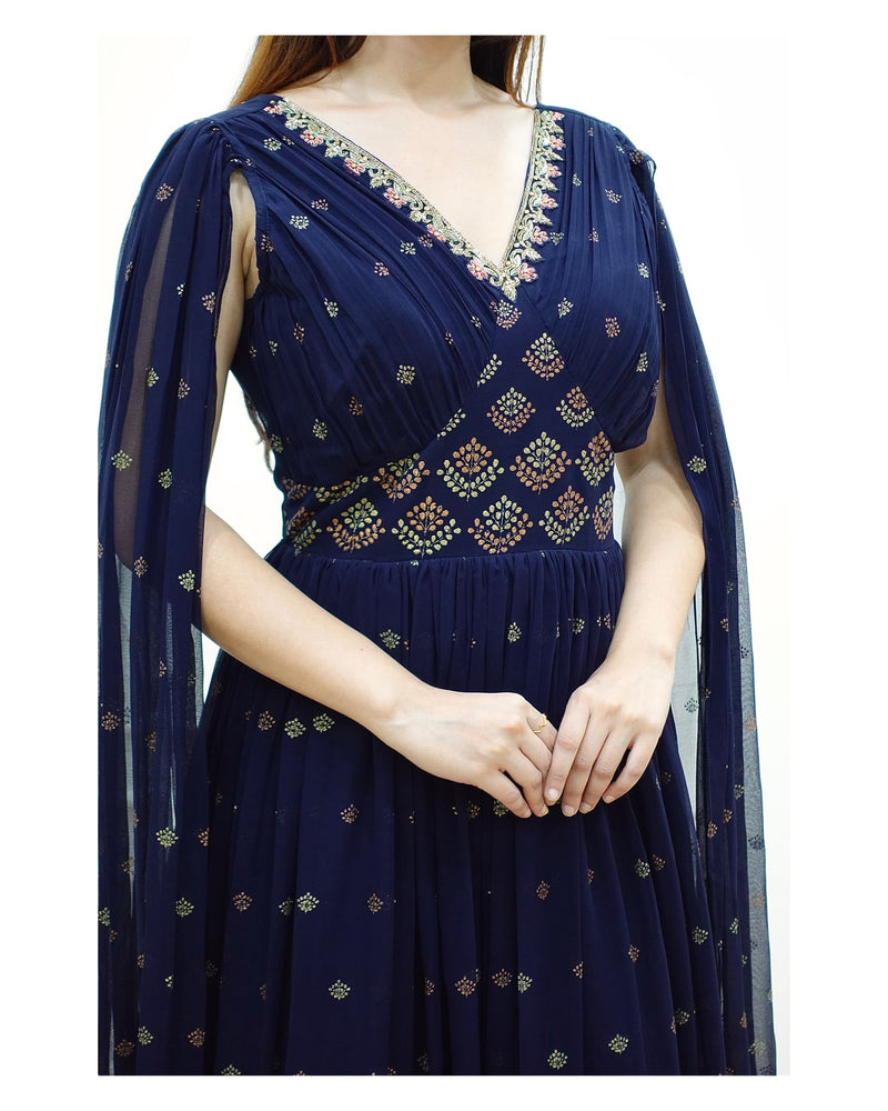 Blue Handwork Georgette Gown