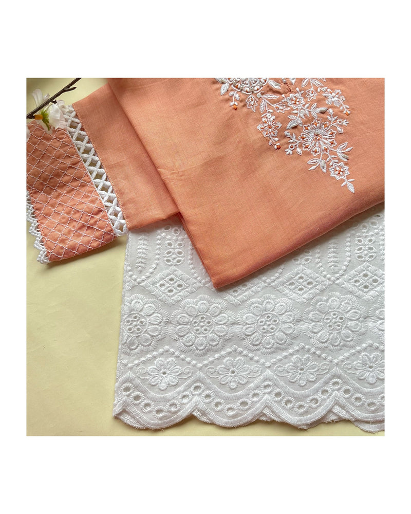 Peach Embroidered Kurta Set