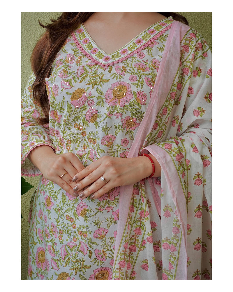 Pink Floral Afghani Suit