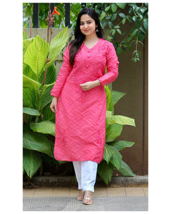 Rani Pink Threadwork Kurta Set