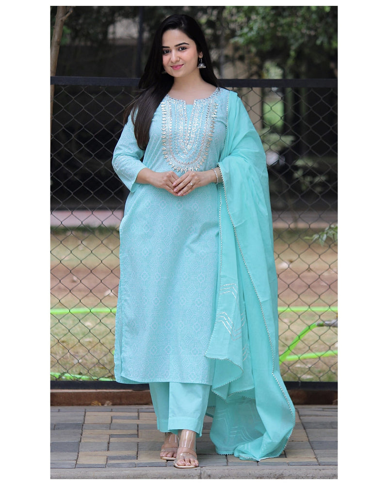 Turquoise Gotapatti Suit