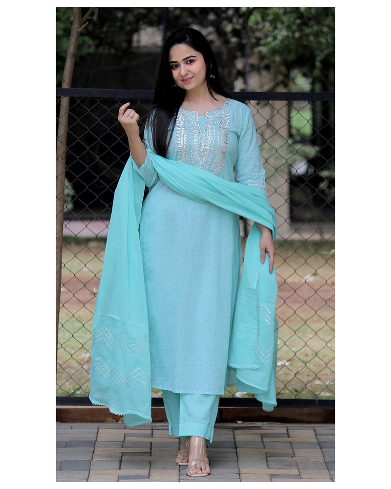 Turquoise Gotapatti Suit