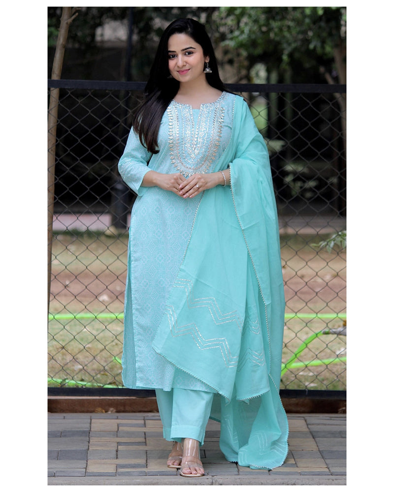 Turquoise Gotapatti Suit