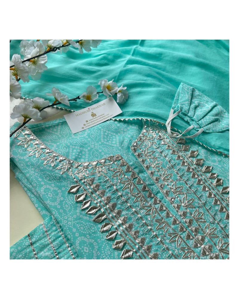 Turquoise Gotapatti Suit