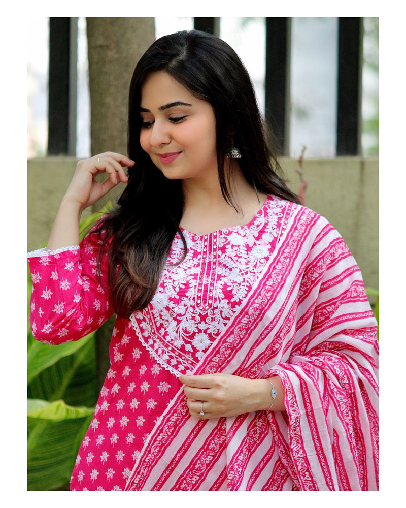 Rani Pink Embroidered Suit