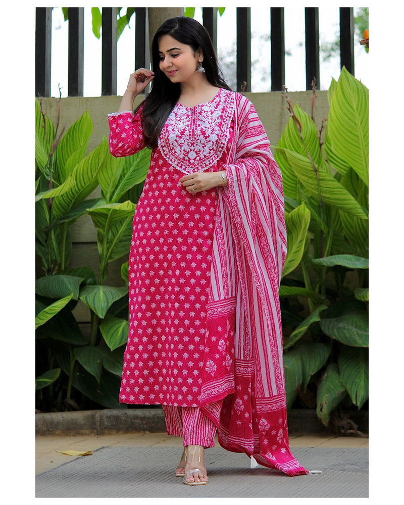 Rani Pink Embroidered Suit