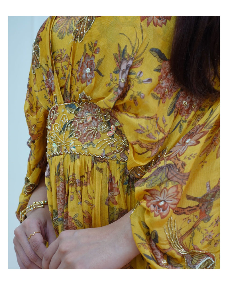 Yellow Floral Handwork Gown