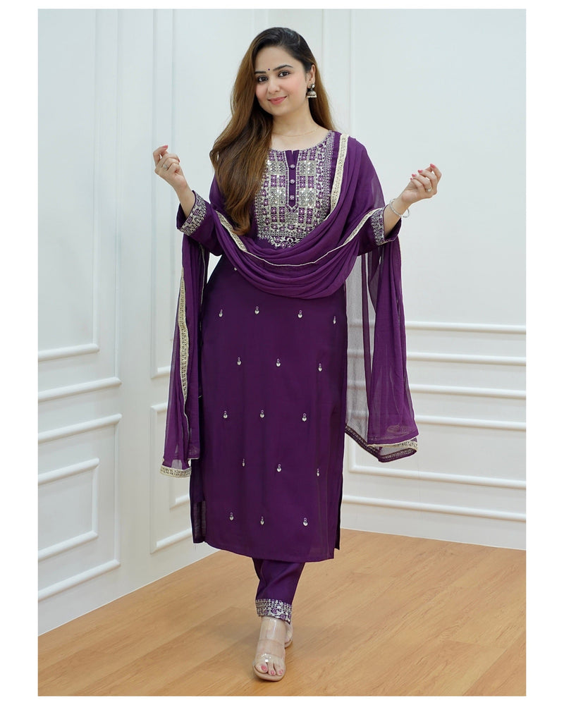 Purple Dola Silk Suit