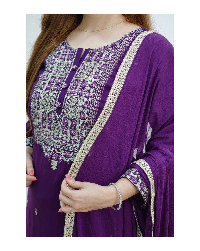 Purple Dola Silk Suit