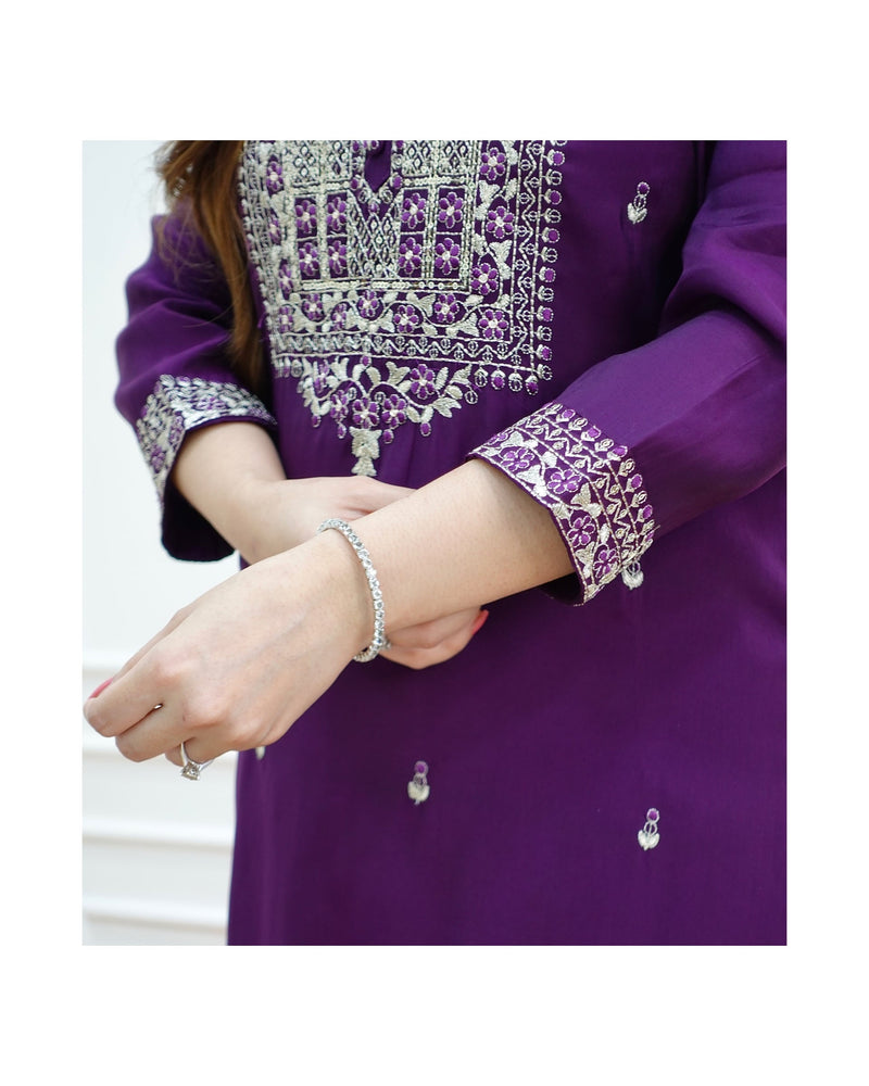 Purple Dola Silk Suit