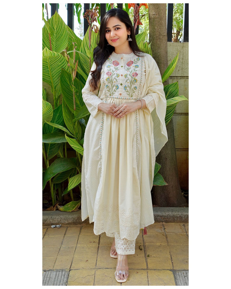 Ivory A Line Cutwork Suit