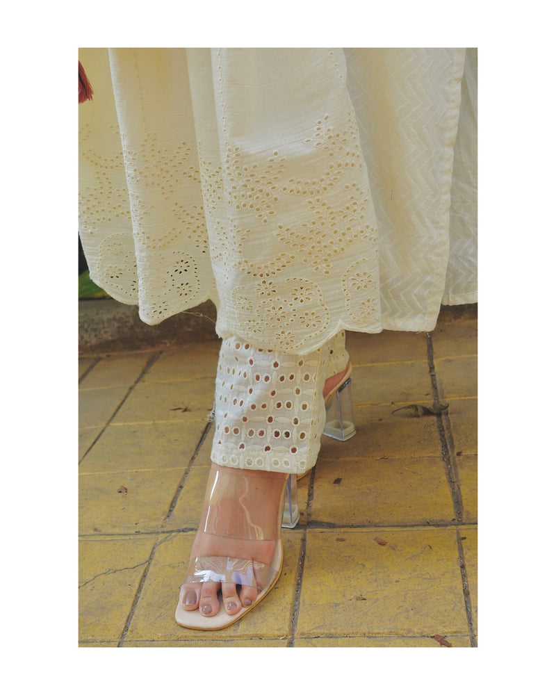 Ivory A Line Cutwork Suit