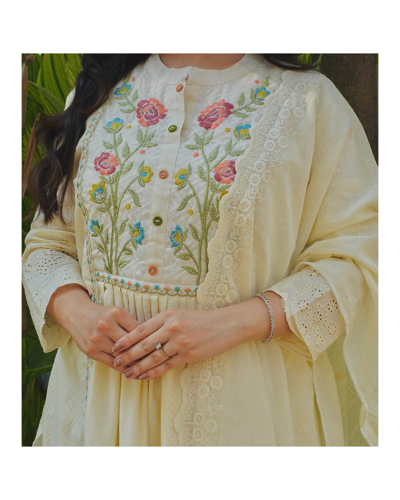 Ivory A Line Cutwork Suit