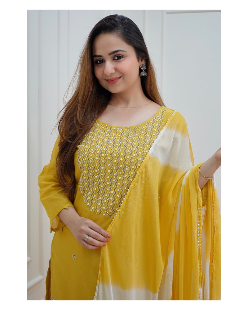 Yellow Handwork Suit