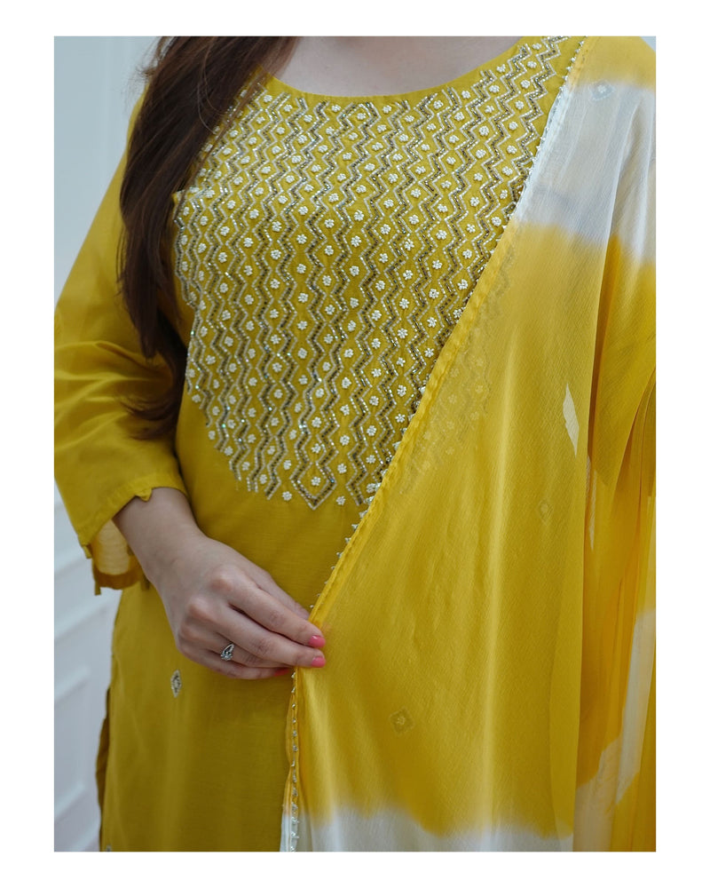 Yellow Handwork Suit