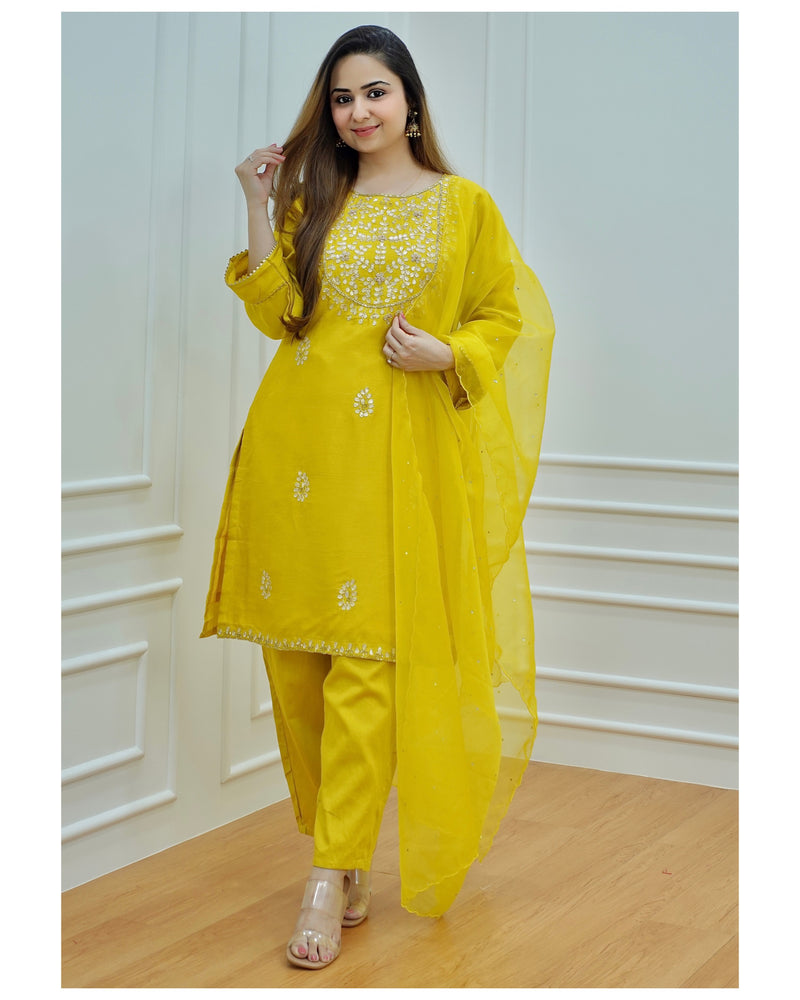 Yellow Gotapatti Handwork Suit