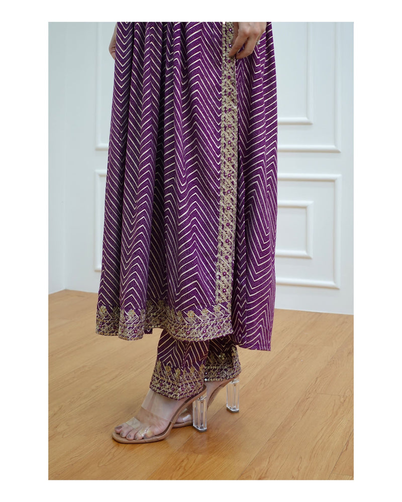 Purple Zig-Zag A-Line Suit