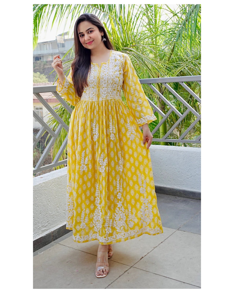 Sunshine Yellow Lucknowi Chikankari Kurta