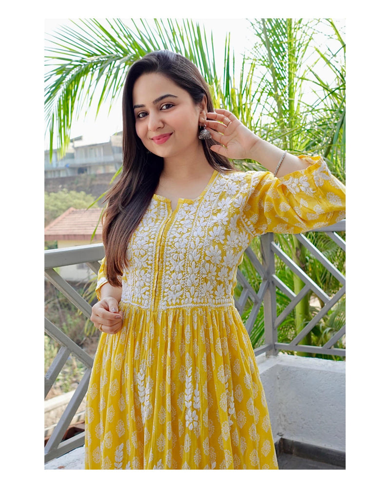 Sunshine Yellow Lucknowi Chikankari Kurta