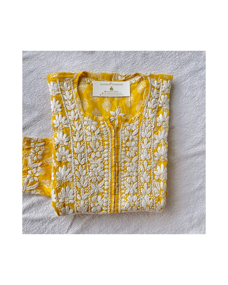 Sunshine Yellow Lucknowi Chikankari Kurta