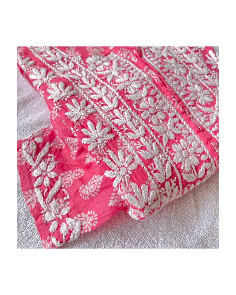 Reddish Pink Lucknowi Chikankari Kurta