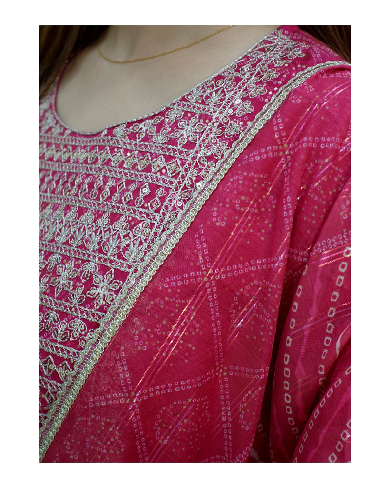 Pink Chanderi Nayra Suit Set