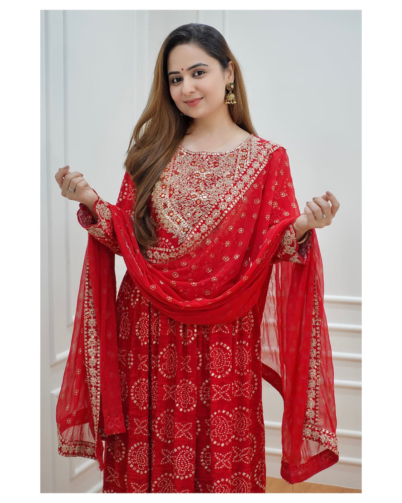 Red Festive Sharara Set