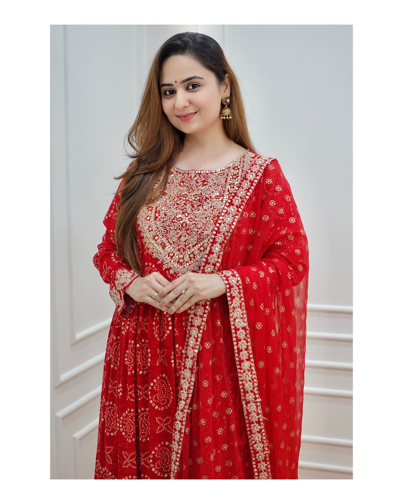 Red Festive Sharara Set