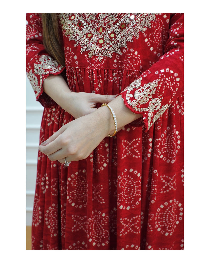 Red Festive Sharara Set