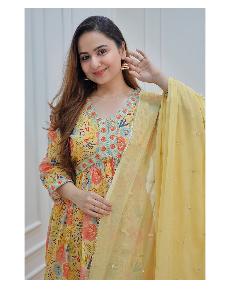 Yellow Floral Alia Suit