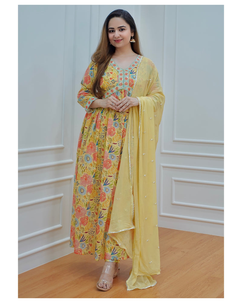 Yellow Floral Alia Suit