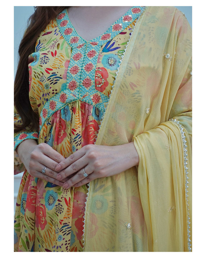 Yellow Floral Alia Suit