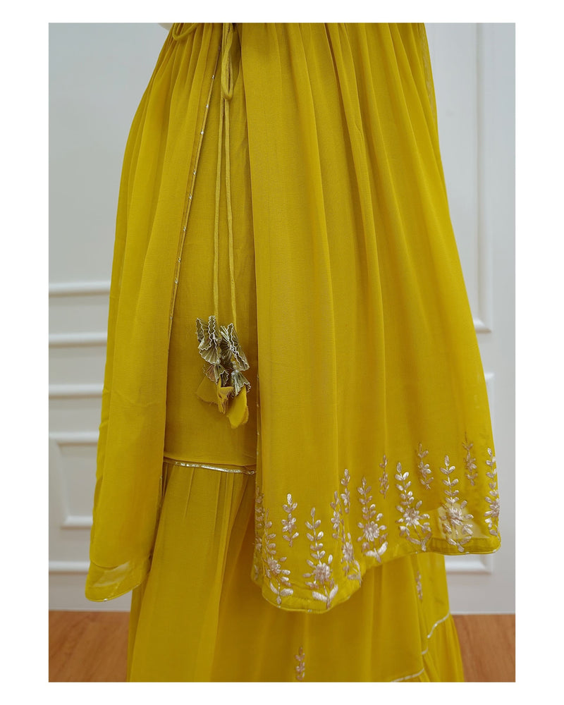 Yellow Pittanwork Sharara Set