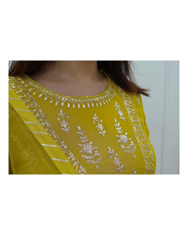 Yellow Pittanwork Sharara Set