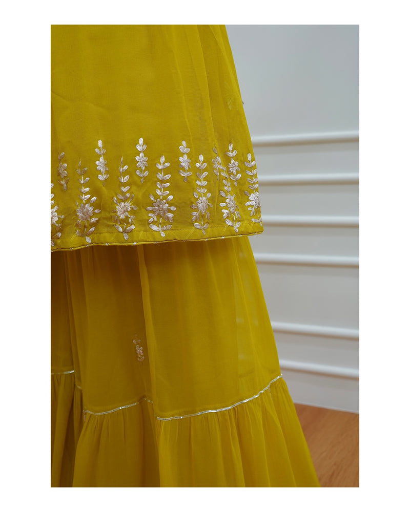 Yellow Pittanwork Sharara Set