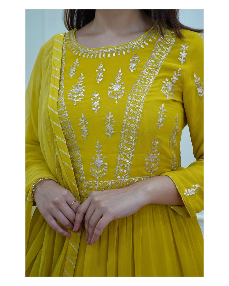 Yellow Pittanwork Sharara Set