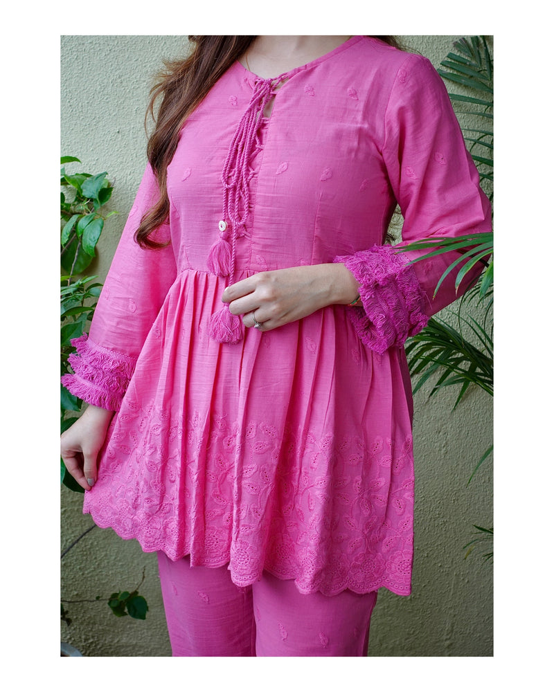 Pink Schiffli Co-ord Set