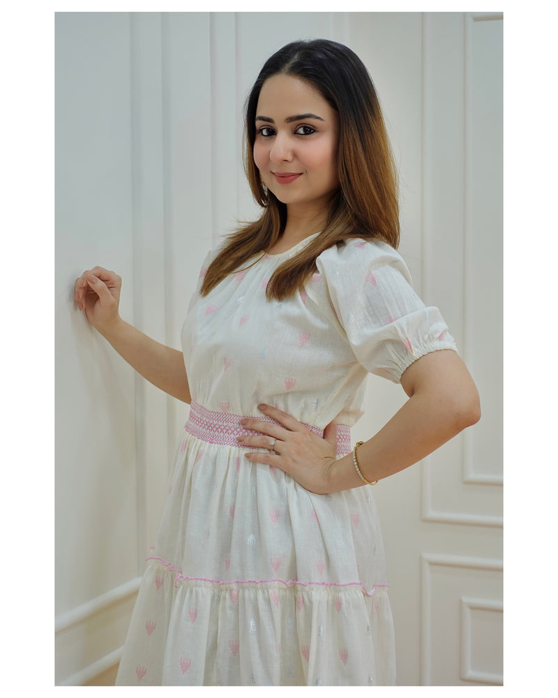 Pink-White Cotton Dress