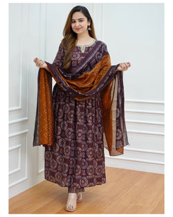 Brown Muslin Nayra Suit