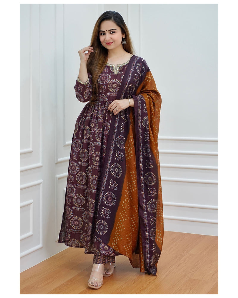 Brown Muslin Nayra Suit