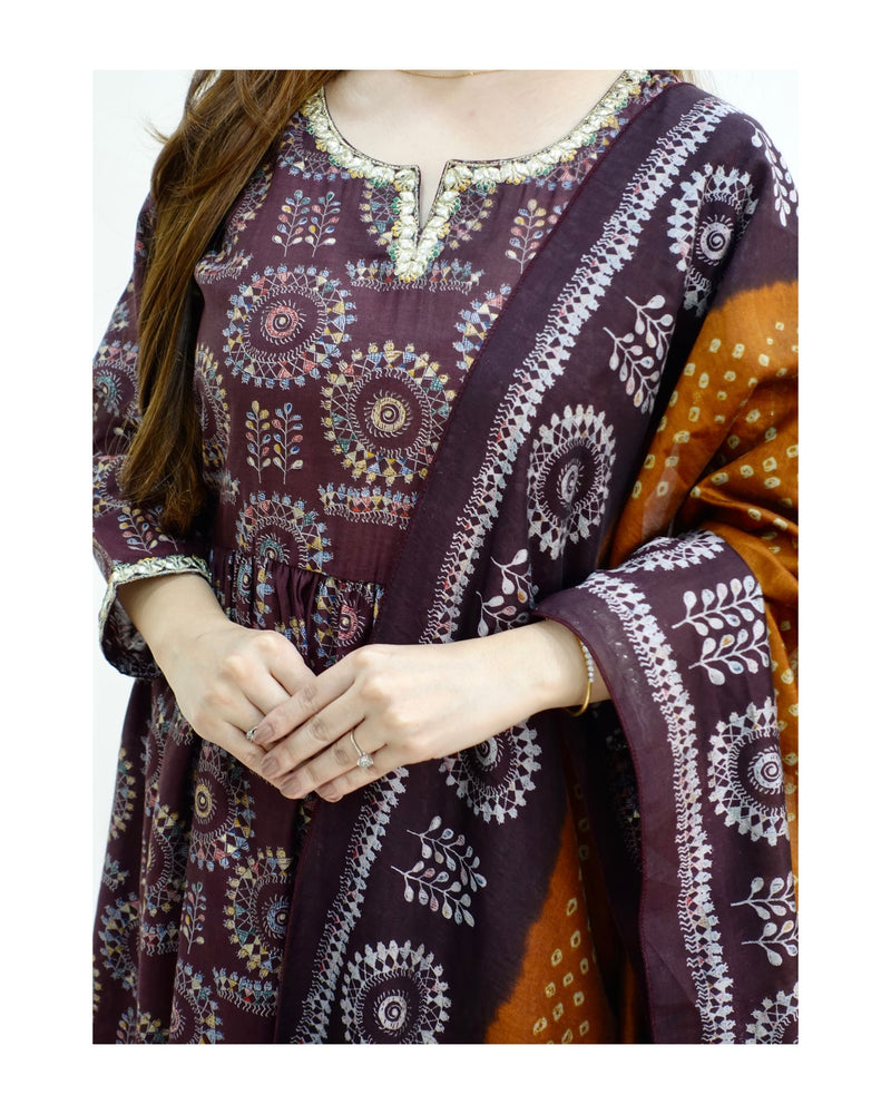 Brown Muslin Nayra Suit