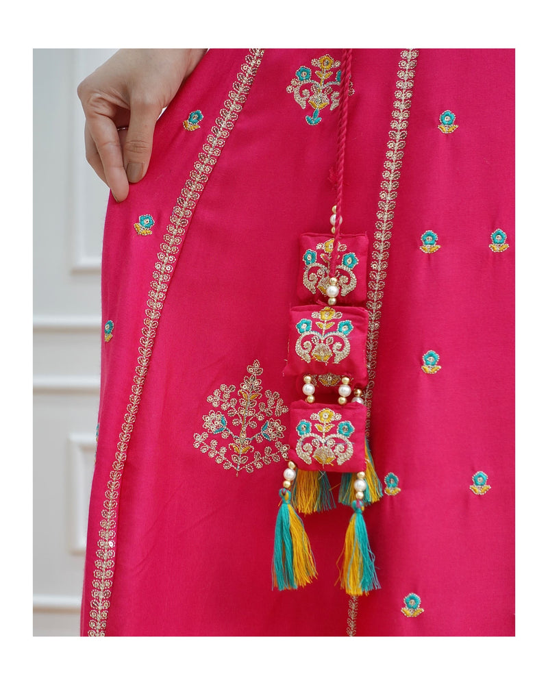 Hot Pink Handwork Anarkali