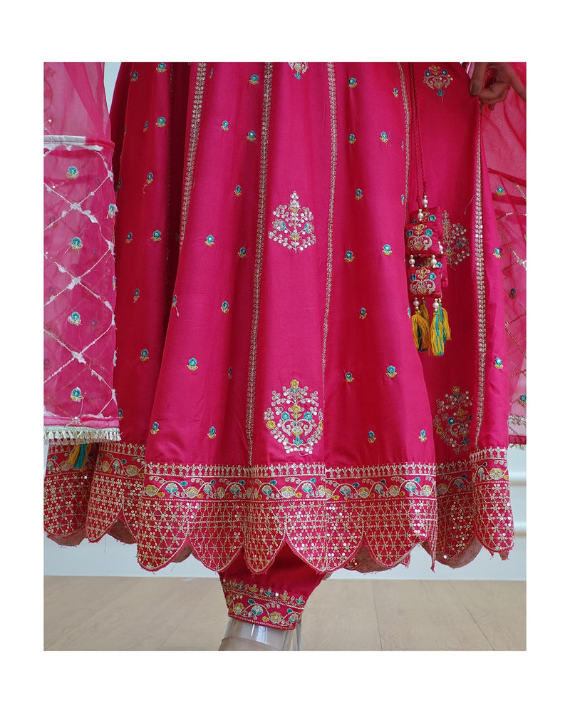 Hot Pink Handwork Anarkali